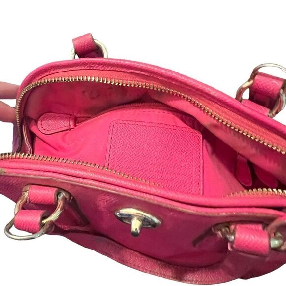 COACH Prince Fuchsia Pink Leather Small Women’s Bag no shoulder strap hand bag - Picture 9 of 13